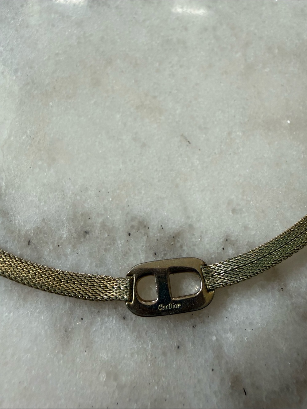 Dior Gold Tone Mesh Choker with CD Logo - Picture 8 of 11